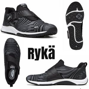 Rykä Faze Wm's Training Sneaker in Black & Iron Grey w/ Velcro Strap Closure  6